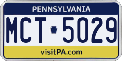PA license plate MCT5029