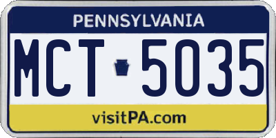 PA license plate MCT5035