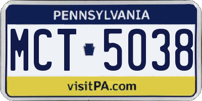 PA license plate MCT5038
