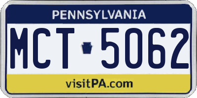 PA license plate MCT5062