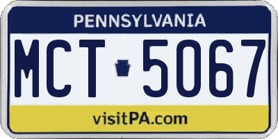 PA license plate MCT5067