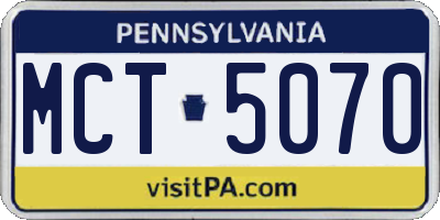PA license plate MCT5070