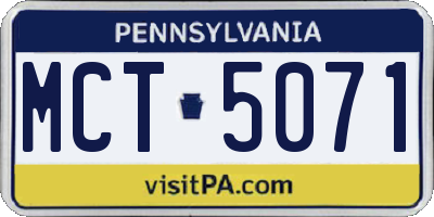 PA license plate MCT5071