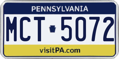 PA license plate MCT5072
