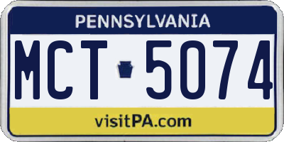 PA license plate MCT5074