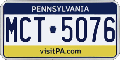 PA license plate MCT5076