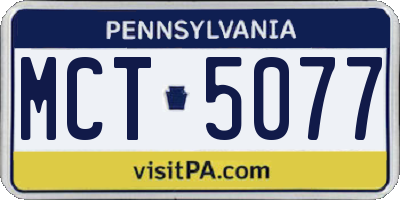 PA license plate MCT5077