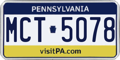 PA license plate MCT5078
