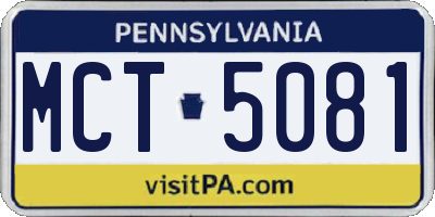 PA license plate MCT5081