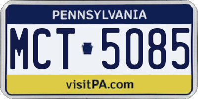 PA license plate MCT5085