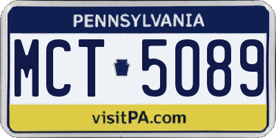 PA license plate MCT5089