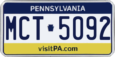 PA license plate MCT5092