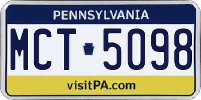 PA license plate MCT5098