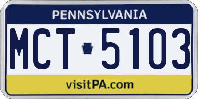 PA license plate MCT5103