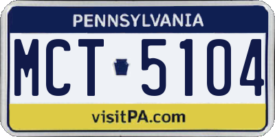 PA license plate MCT5104
