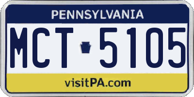 PA license plate MCT5105