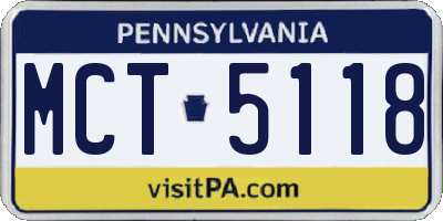 PA license plate MCT5118