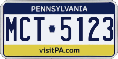 PA license plate MCT5123