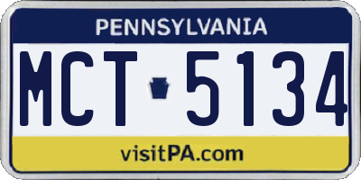 PA license plate MCT5134