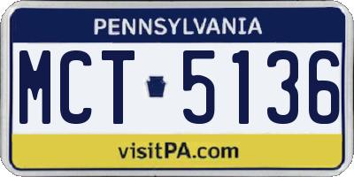 PA license plate MCT5136