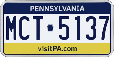 PA license plate MCT5137