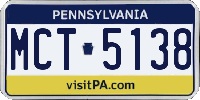 PA license plate MCT5138