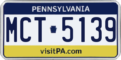 PA license plate MCT5139