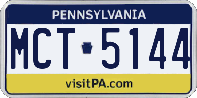 PA license plate MCT5144