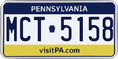 PA license plate MCT5158