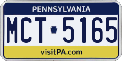 PA license plate MCT5165