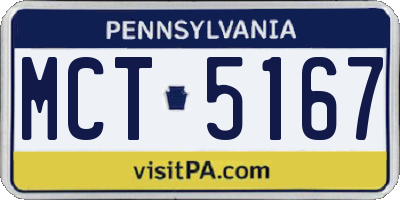 PA license plate MCT5167