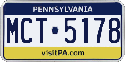 PA license plate MCT5178