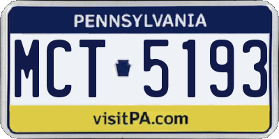 PA license plate MCT5193