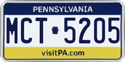 PA license plate MCT5205
