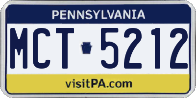 PA license plate MCT5212