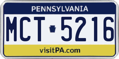 PA license plate MCT5216