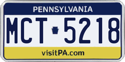 PA license plate MCT5218