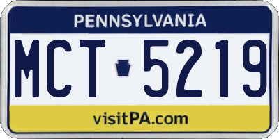 PA license plate MCT5219