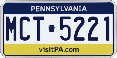 PA license plate MCT5221