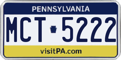 PA license plate MCT5222