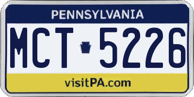 PA license plate MCT5226