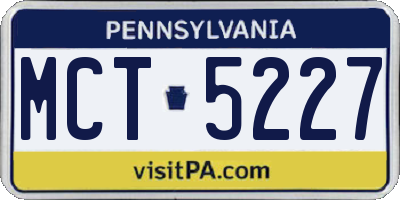 PA license plate MCT5227