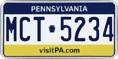 PA license plate MCT5234