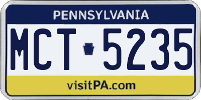 PA license plate MCT5235