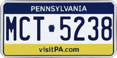 PA license plate MCT5238