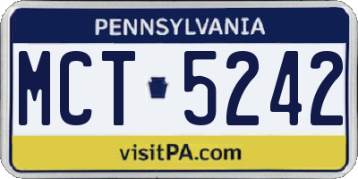 PA license plate MCT5242