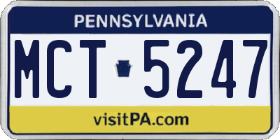 PA license plate MCT5247