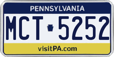 PA license plate MCT5252