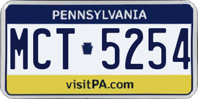 PA license plate MCT5254