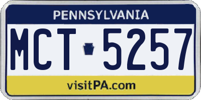 PA license plate MCT5257